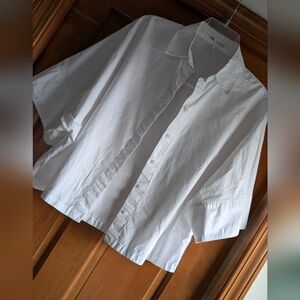 Zara White Button-Down Short Sleeve Shirt